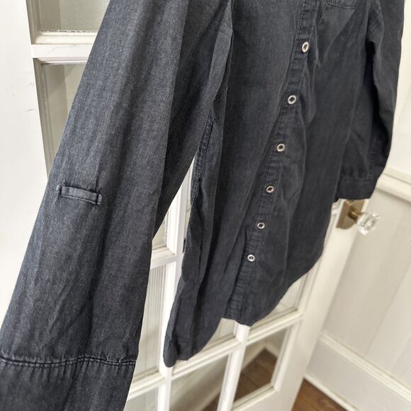 Black Denim Button Down Shirt Apt. 9 Women’s Medium Long - Picture 4 of 11